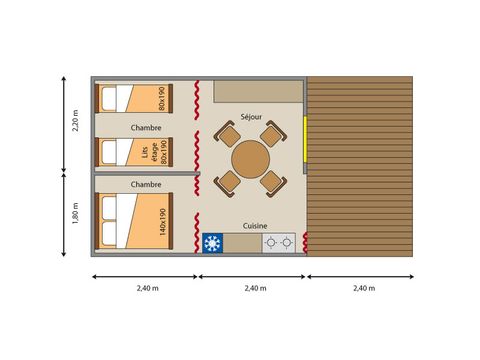 CANVAS AND WOOD TENT 5 people - STANDARD ECOLODGE without sanitary facilities 20 sqm