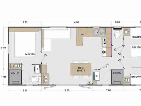 MOBILE HOME 6 people - Premium 3 Bedrooms - 2 bathrooms : A/D Sunday