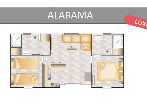 MOBILHOME 6 personnes - ALABAMA LUXE - 2 chambres - TV - CLIM - LV - LL