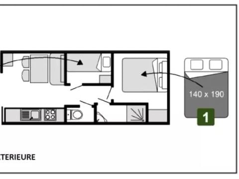 HÉBERGEMENT INSOLITE 4 personnes - Roulotte ESSENTIEL 3 Pièces 4 Personnes + TV