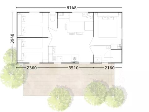 MOBILHOME 6 personnes - Mobil home VENEZIA CONFORT 4 Pièces 6 Personnes + TV