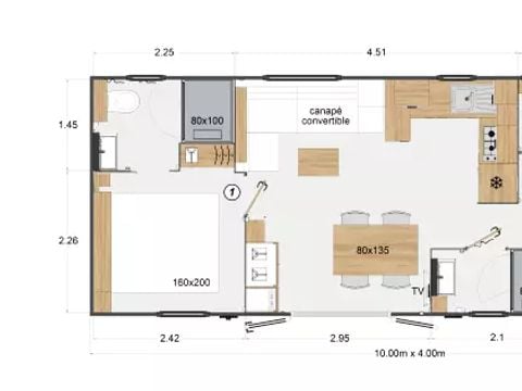 MOBILHOME 8 personnes - Cottage Premium Dune 4 Pièces 6/8 Personnes + TV