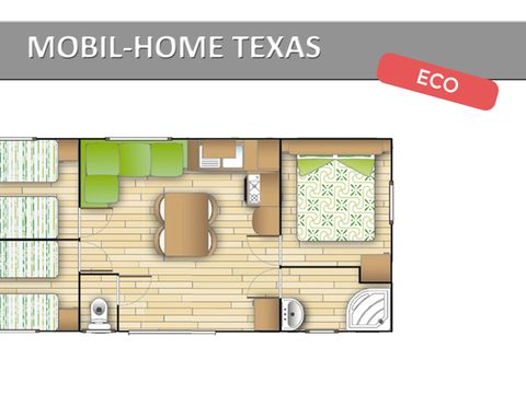 MOBILHOME 8 personnes - TEXAS ECO - 3 chambres - TV - CLIM