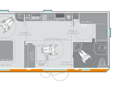 MOBILHOME 4 personnes - Mobil'home PMR 2 Chambres 4 Personnes