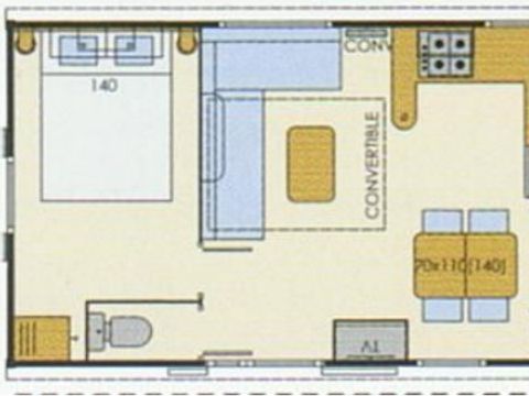 MOBILHOME 4 personnes - Mobil home Convivial - 31m² - 2 chambres (pour 4 adultes et 1 enfant -12 ans)