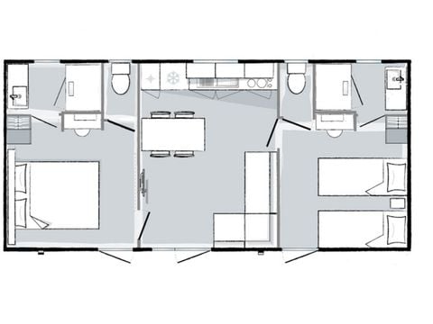 MOBILHOME 6 personnes - Premium 6 personnes 2 chambres 2 sdb 33m²