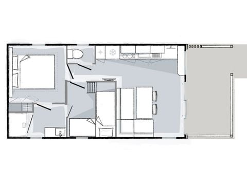 MOBILHOME 4 personnes - Mahana 4 personnes 2 chambres 28m²