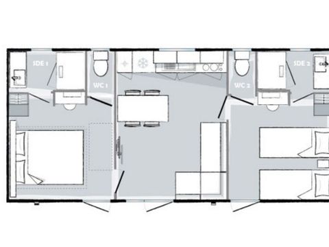 MOBILHOME 6 personnes - Evasion+ 6 personnes 2 chambres 2 sdb 33m²