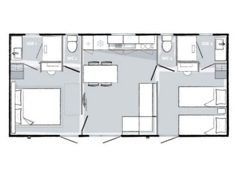 MOBILHOME 6 personnes - Evasion+ 6 personnes 2 chambres 2 sdb 33m²