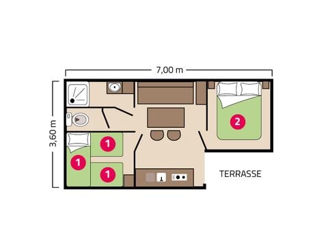 MOBILHOME 5 personnes - Loggia