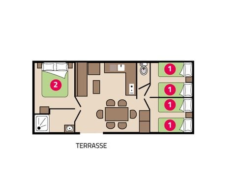 MOBILHOME 6 personnes - Famille Clim 6 personnes