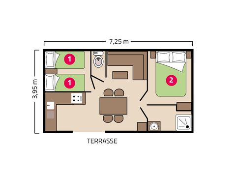 MOBILHOME 4 personnes - Bahia 4 personnes