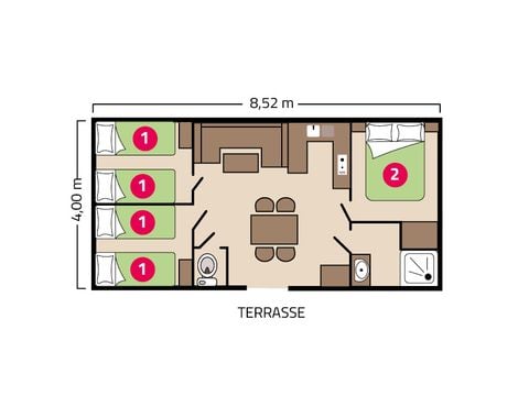 MOBILHOME 6 personnes - Mobil-home Famille Éco 6 personnes