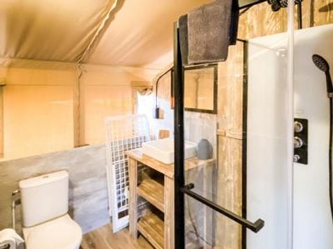 TENTE TOILE ET BOIS 5 personnes - Tente lodge premium avec sanitaires 5 personnes