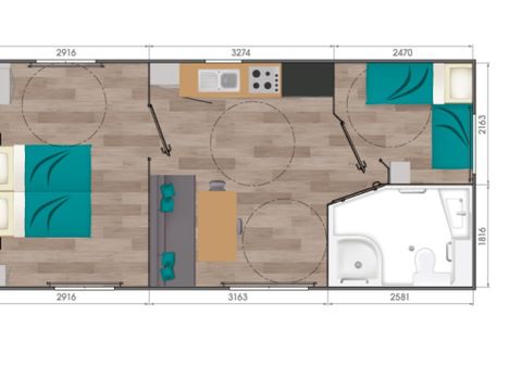 MOBILE HOME 4 people - Confort + 2 bedrooms 4 people PRM Saturday