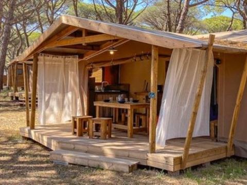 TENTE TOILE ET BOIS 4 personnes - LODGE sans sanitaires