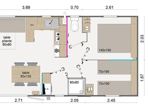 MOBILHOME 9 personnes - Presta+ 40m²