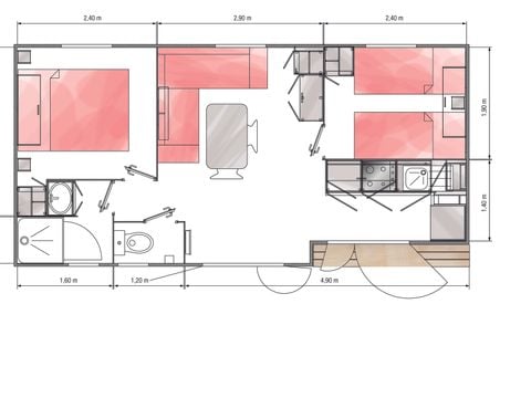 MOBILHOME 6 personnes - Mobil home EXOTIC 30m² - 2 chambres TV + clim