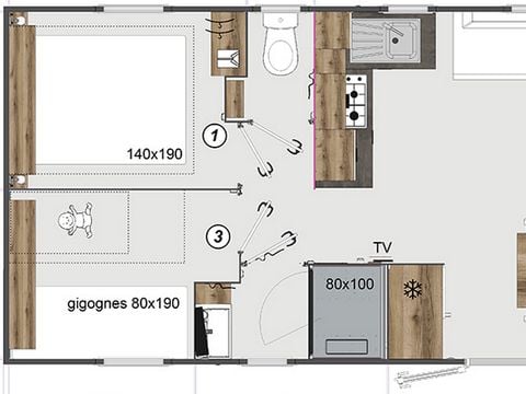 MOBILHOME 8 personnes - Mobil home PRESTA + 40m² - 4 chambres 2 SdB TV + clim