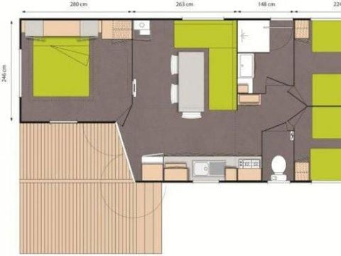 MOBILE HOME 6 people - Premium clim 35m² - 3 bedrooms