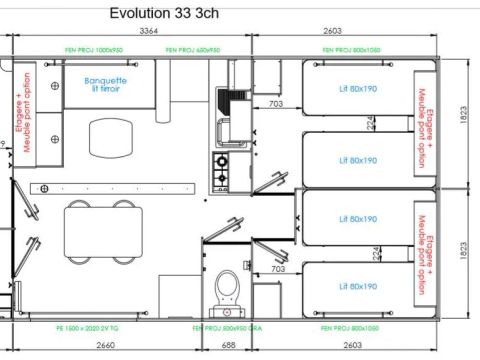 MOBILE HOME 6 people - Homeflower Premium 33 m² 3 bedrooms Air conditioning, Tv, dishwasher