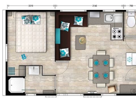 MOBILHOME 6 personnes - Mobil-home | Comfort | 3 Ch. | 6 Pers. | Terrasse surélevée | Clim. | TV