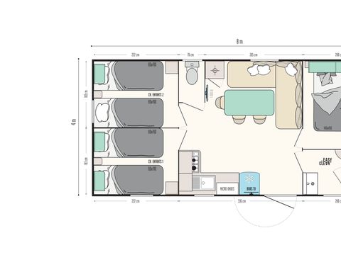 MOBILE HOME 6 people - Premium 32m² -3bed - Covered terrace - CLIM + TV