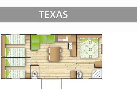 MOBILHOME 6 personnes - TEXAS LOISIR Climatisé 6 personnes 