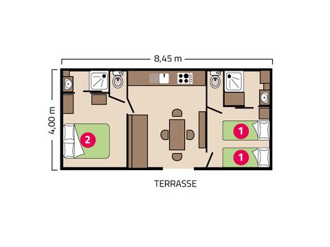 MOBILHOME 4 personnes - Clim Suite Duo 4 personnes