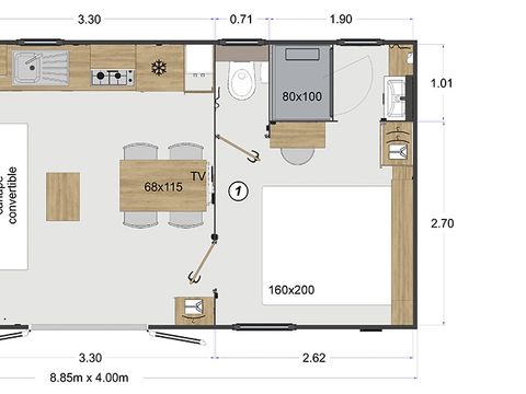 MOBILHOME 6 personnes - Premium Lacave - 2 ch - TV - clim - LV - 2 SDB