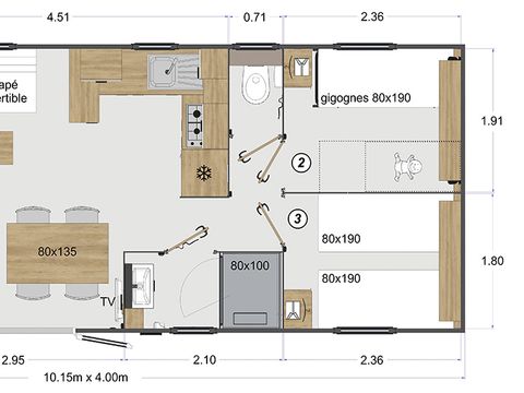 MOBILHOME 8 personnes - Premium Lacave - 3 ch - TV - clim - LV - 2 SDB