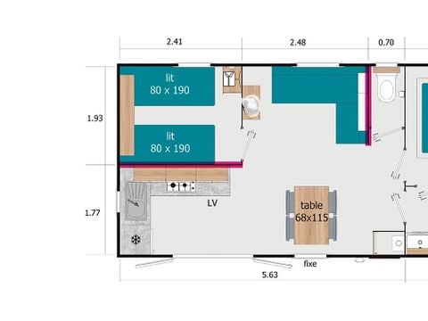 MOBILHOME 4 personnes - Cottage Select TV LV Clim - 2 Ch / 2 Salles d'eau - 4 pers.