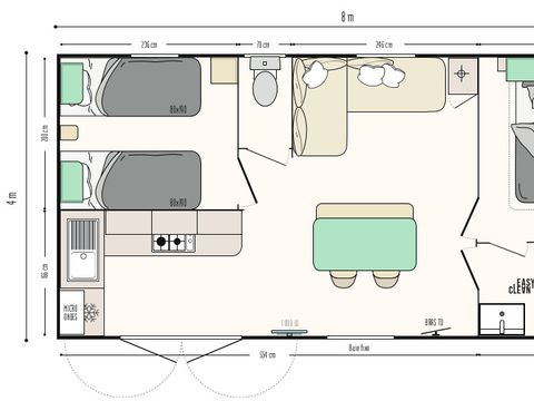 MOBILHOME 4 personnes - Sapin 2 chambres 29m² 