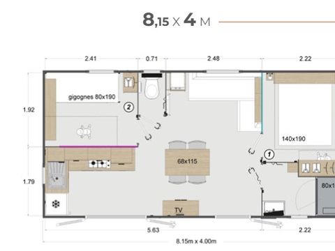 MOBILE HOME 4 people - Mobile home PREMIUM 30m² - 2 bedrooms - TV - dishwasher - air conditioning - terrace