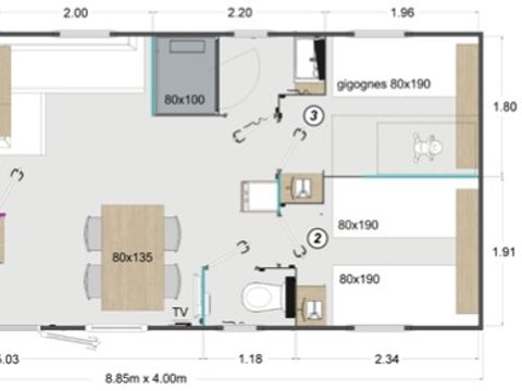 MOBILE HOME 6 people - Mobile-home PREMIUM 32m² - 3 bedrooms - TV - dishwasher - air conditioning - terrace -