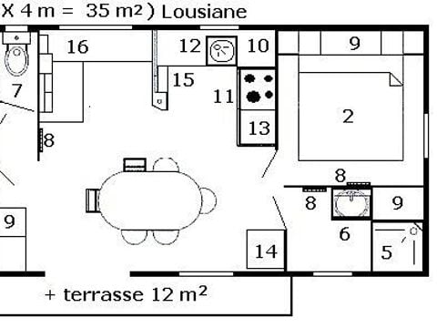 MOBILE HOME 6 people - Louisiane Zen - Flores - 3 bedrooms - TV