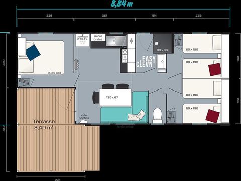 MOBILE HOME 8 people - MH3 Premium terrace, with sanitary facilities