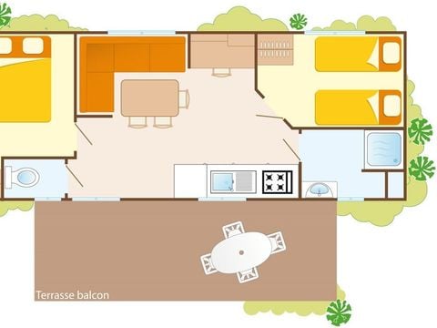 MOBILE HOME 6 people - Mobile-home | Comfort XL | 2 Bedrooms | 4/6 Pers. | Raised terrace | Air conditioning