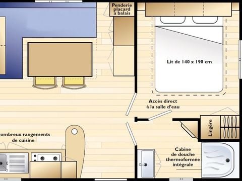 MOBILHOME 4 personnes - CLASSIQUE TERRASSE COUVERTE 27M² dim/dim