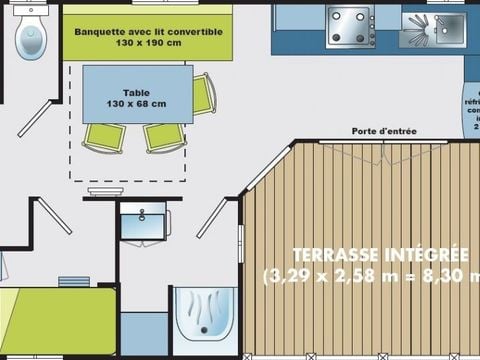 MOBILHOME 6 personnes - CONFORT TERRASSE COUVERTE 29M² dim/dim