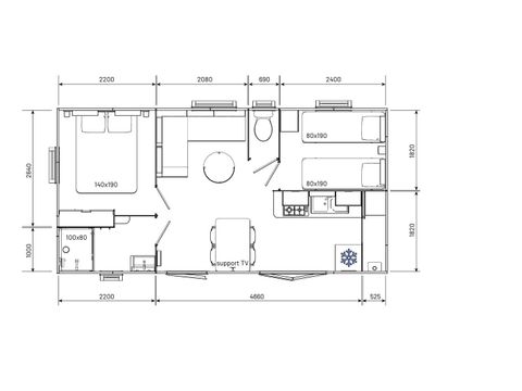 MOBILHOME 6 personnes - Confort - 2 chambres