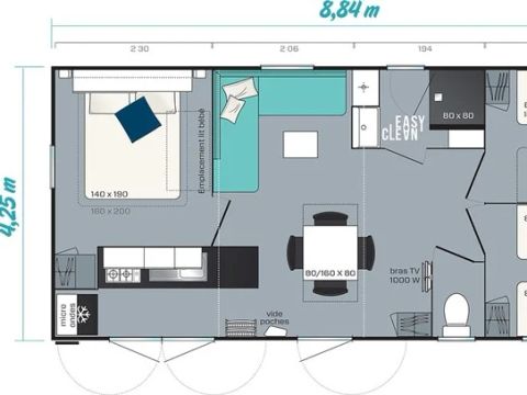 MOBILHOME 6 personnes - Mobil-home | Comfort XL | 3 Ch. | 6 Pers. | Terrasse surélevée | Clim. | TV