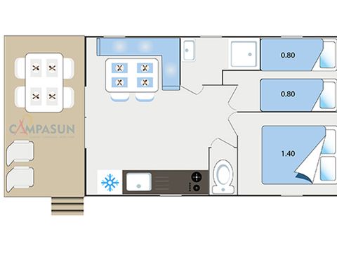 MOBILHOME 4 personnes - Panoramique - 24m² - 2 chambres