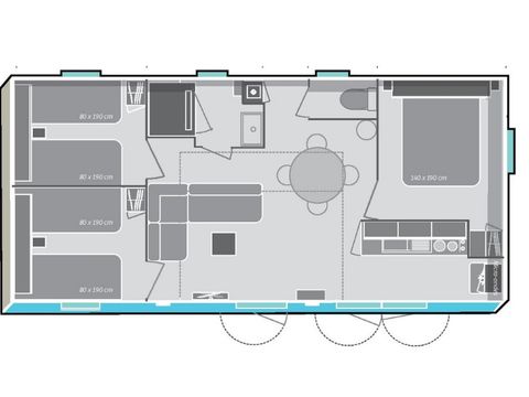 MOBILE HOME 6 people - Premium 3 bedroom 34m² apartment