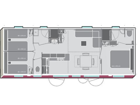 MOBILE HOME 8 people - Premium 3 bedrooms 2 bathrooms 38m² living area