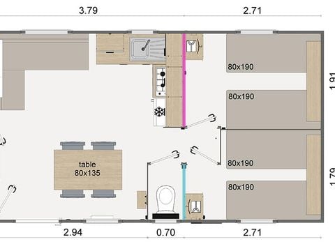 MOBILE HOME 6 people - Comfort | 3 Bedrooms | 6 Pers | Covered Terrace | Air Conditioning | TV