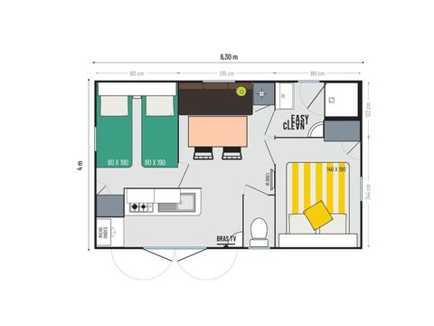 MOBILHOME 4 personnes - Mobil-home | Comfort XL | 2 Ch. | 4 Pers. | Terrasse surélevée | Clim. | TV