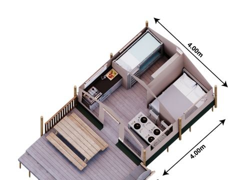 TENTE TOILE ET BOIS 4 personnes - Safari Salguer