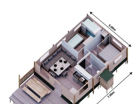 TENTE TOILE ET BOIS 5 personnes - Safari Castell