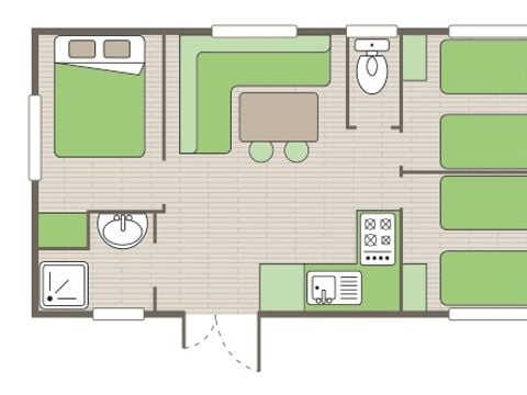 MOBILE HOME 6 people - Comfort XL | 3 Bedrooms | 6 Pers. | Raised terrace